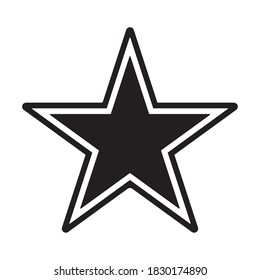 Star shape icon. Vector illustration image. Rating and review symbol. Decoration and advertising sign label. Black silhouette isolated on white background.