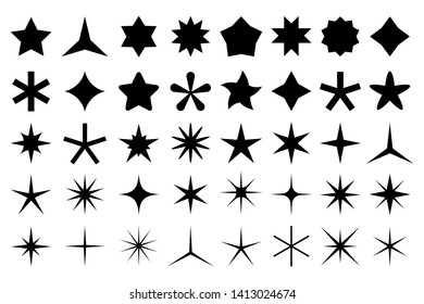 Star shape icons. Rating stars and favorites icon silhouette isolated vector set