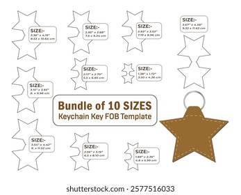 Star shape keychain key FOB Dieline Template