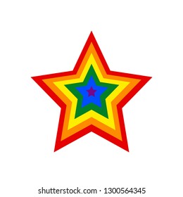 Star shape LGBT rainbow pride flag symbol. The sign created for popularizing and support the LGBT community in social media. The design graphic element is saved as a vector illustration EPS file