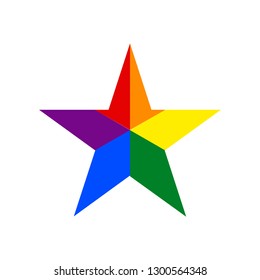 Star shape LGBT rainbow pride flag symbol. The sign created for popularizing and support the LGBT community in social media. The design graphic element is saved as a vector illustration EPS file