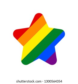 Star shape LGBT rainbow pride flag symbol. The sign created for popularizing and support the LGBT community in social media. The design graphic element is saved as a vector illustration EPS file