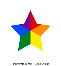 Star shape LGBT rainbow pride flag symbol. The sign created for popularizing and support the LGBT community in social media. The design graphic element is saved as a vector illustration EPS file