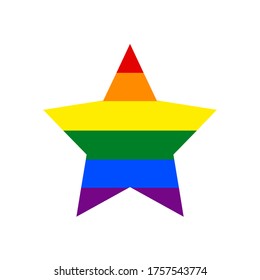 Sternform LGBT Regenbogen-Strichzeichen. Das Zeichen wurde für die Popularisierung und Unterstützung der LGBT-Gemeinschaft in sozialen Medien geschaffen. Design-Grafikelement wird als Vektorgrafik in der EPS-Datei gespeichert