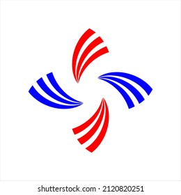 Star shape logo design swoosh template on red blue color. Minimalistic symbol of your business on a white background vector illustration EPS 10.