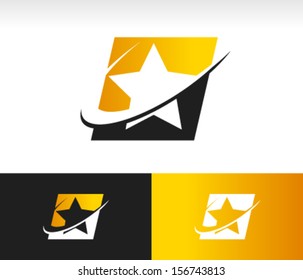 Star shape logo icon with swoosh graphic element