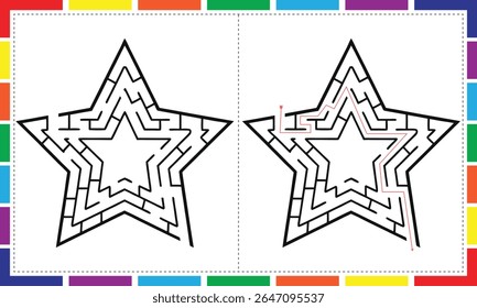 Star Shape Maze Fun para Crianças, Estrelas Estrelas Estrelas Mazes para Mentes Jovens, Star Maze Adventures para Crianças
