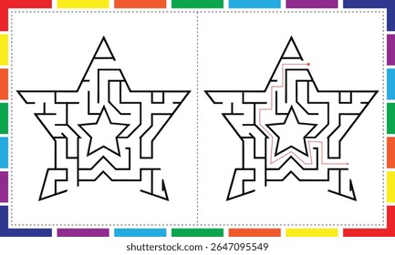 Star Shape Maze Fun para Crianças, Estrelas Estrelas Estrelas Mazes para Mentes Jovens, Star Maze Adventures para Crianças