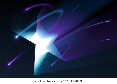 Star shape with neon light rays effect