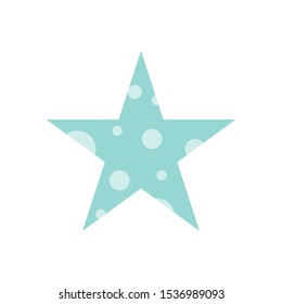 Star shape with pattern inside - circles. Star sign on white isolated background. Flat vector illustration