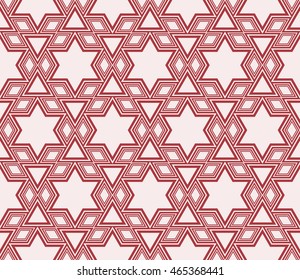 Star shape pattern. Series mirror transformation of star shapes. Vector illustration. For the interior design, printing, textile industry. Pink color