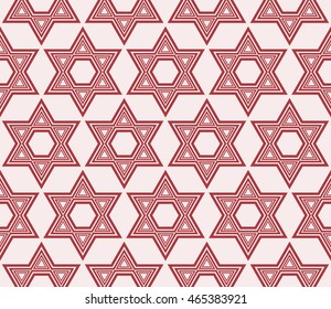 Star shape pattern. Series mirror transformation of star shapes. Vector illustration. For the interior design, printing, textile industry. Pink color