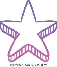 Star Shape Purple Pink Gradient Line Art