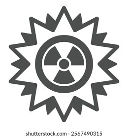 Star shape with radiation seal solid icon, atomic energy concept. Vector graphics. Radioactive explosion sign on white background, glyph style icon for mobile or web design