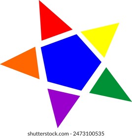 The star shape rainbow color pride month icon