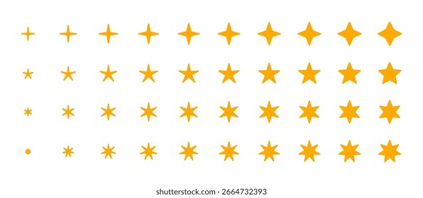 Conjunto de forma de estrella. Colección de íconos y símbolos de estrellas. Ilustración vectorial de Formas estelares.