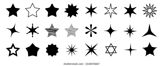 Star Shape Set - Different Vector Illustrations Isolated On White Background