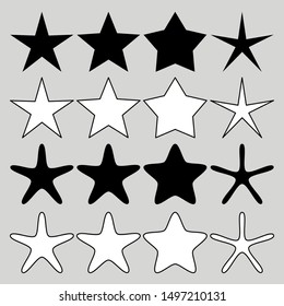 star shape set isolated on grey background. vector illustration