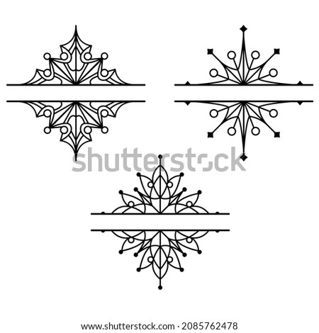 Star shape splited for text mandala snowflakes line icon design vector