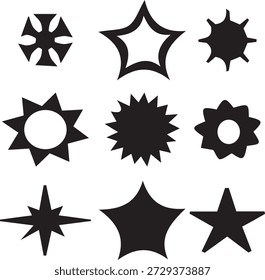 Forma de estrella y estallido de estrellas patrón de iconos para la decoración, insignias y Elementos de diseño.
