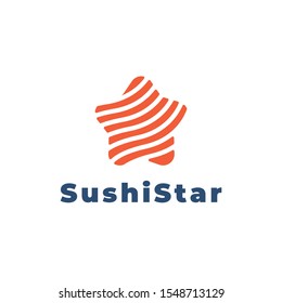 Star shape sushi illustration for logo template design.