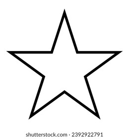 star shape symbol, black and white vector silhouette illustration of simple five-pointed star isolated on white background