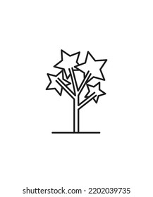  the Star Shape Tree line art vector  icon isolated on a white background. Tree coloring Page Isolated for Kids. for posters, wall art, tote bag, t-shirt print, sticker. 
