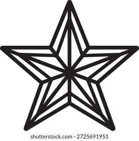 Star shape vector illustration with bold black outlines and symmetrical rays for web design and branding elements
