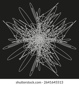 Star shape vector. Line burst design. Abstract black pattern. Central symmetry layout.