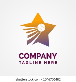 Star Shaped Baseball Competition Logo Template