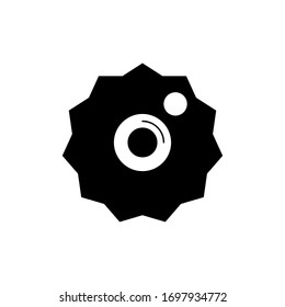 Signo de cámara con forma de estrella. Icono negro