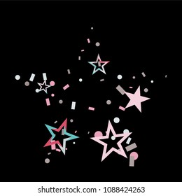 Star shaped Christmas colorful stars confetti falling isolated on black