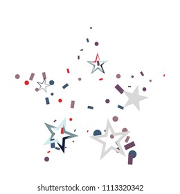 Star shaped Christmas colorful stars confetti falling isolated on white.