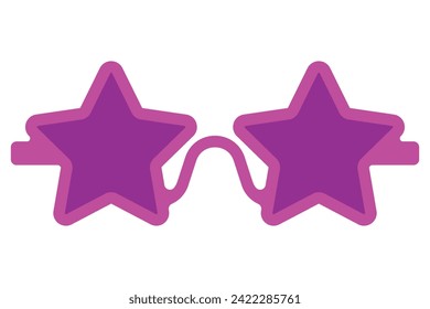 Star shaped fancy disco party glasses. Eyewear flat icon. Cartoon vector illustration. Pink sunglasses. Eyeglasses isolated on white background.