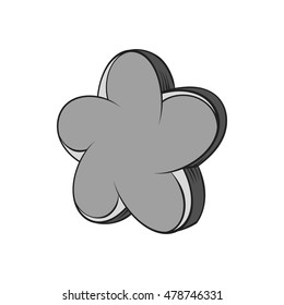 Star shaped flower icon in black monochrome style isolated on white background. Figure symbol. Vector illustration