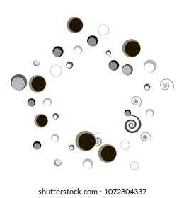 Star shaped frame from Confetti circles dots rings spirals. Scattered circular elements. Abstract Confetti Background  for holiday, decorations, paper packaging, textile  design, covers.

