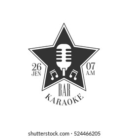 Marco con forma de estrella con micrófono Karaoke Premium Quality Bar Club Monocromo Promoción Signo Retro Plantilla de diseño
