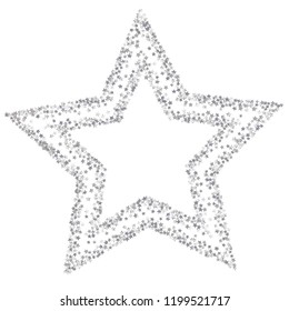 Star shaped frame from stars confetti. Isolated gradient stellar elements. Platinum metallic gloss. Iridescent glitter festive  celebration vector  template for celebration decorations.