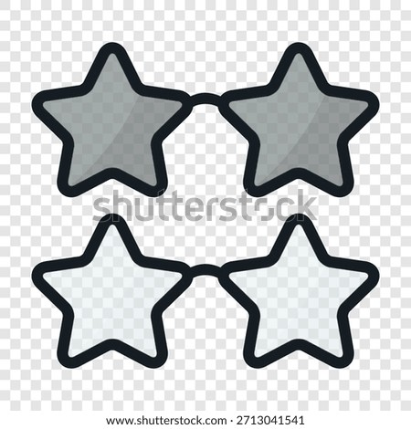 Star Shaped Glasses Icon, Vector Illustration. Black Star Glasses, Fun Party Star Glasses for Kids Birthday, Carnival, Festival, Photo Booth Props. Cute Cartoon Sunglasses Isolated