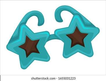 Star shaped glasses for partying on carnivals or festivals. Isolated icon of spectacles for masquerade or party, accessories for special occasions and events. Funny mask for holidays, vector