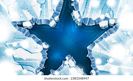 Star Shaped Ice Cracks As a Winter Background