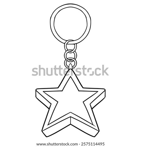 star shaped keychain illustration hand drawn outline vector