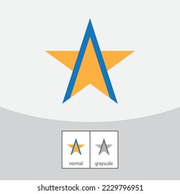 Logotipo de la letra con forma de estrella A - vector