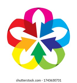 Star shaped logo for companies and entrepreneurial events, colored arrows, for new companies