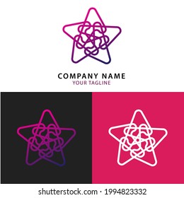 Logo con forma de estrella con degradado violeta