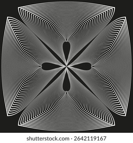 Star shaped pattern. Radiating lines design. Vector geometric ornament. Abstract symmetrical figure.