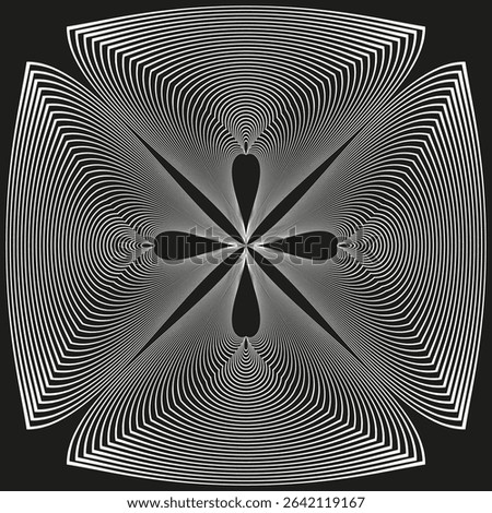 Star shaped pattern. Radiating lines design. Vector geometric ornament. Abstract symmetrical figure.