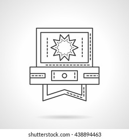 Star shaped sign on computer screen. Video technology. Media player application. Social networks. Flat line style vector icon