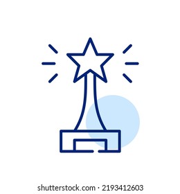 Star shaped trophy. Pixel perfect, editable stroke line art icon