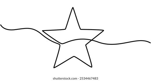 Formas de Estrela Ícone de Linha Contínua, Desenho de Uma Linha ou ilustração de uma estrela, Desenho de Estrela de Decoração, Desenho de Símbolo Brilhante de Estrela